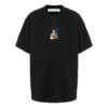 21SS Painting Blue Arrow Cartoon Short Sleeve Loose Fit Black