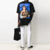 21SS Painting Blue Arrow Cartoon Short Sleeve Loose Fit Black