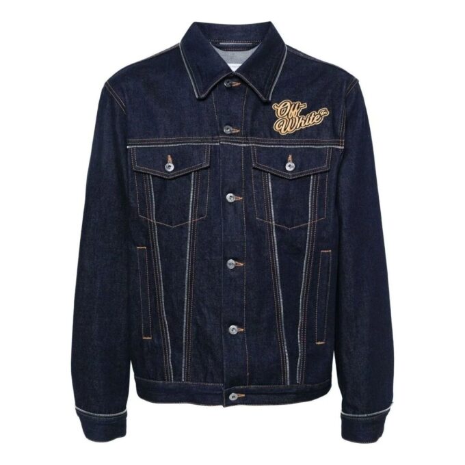 90s Logo Skate Denim Jacket “Raw Blue Gold”
