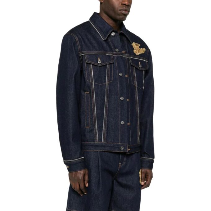90s Logo Skate Denim Jacket “Raw Blue Gold”