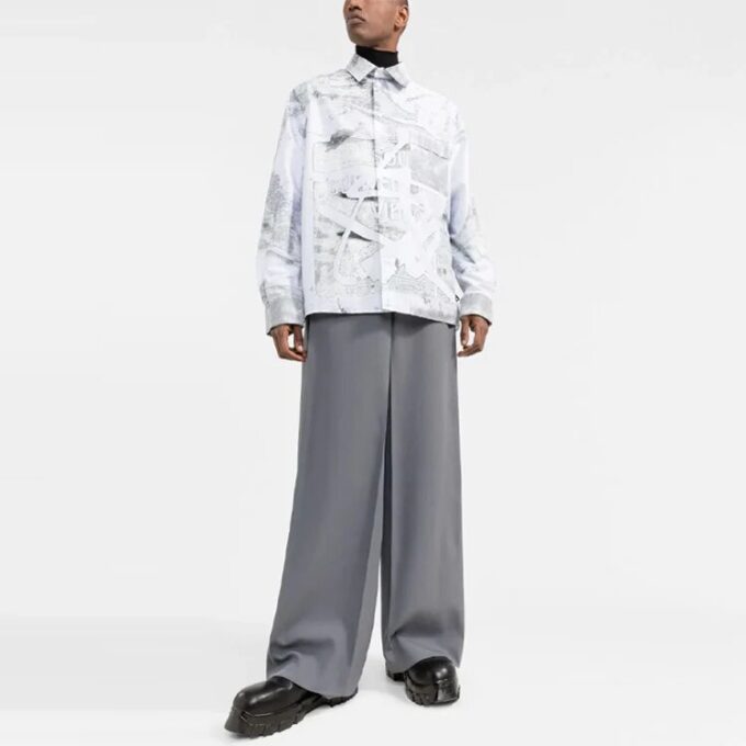 Abstract Print Button Front Shirt
