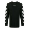 Airport Tape Printing Stripe Round Neck Black
