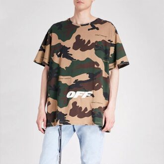 Alphabet Embroidered Short Sleeve Unisex Camouflage