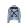 Alphabet Logo Pattern Printing Cotton Washed Denim Jacket Blue