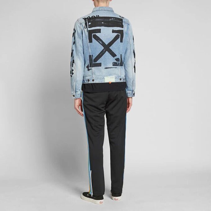 Alphabet Logo Pattern Printing Cotton Washed Denim Jacket Blue