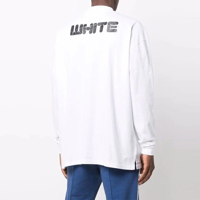 Alphabet Logo Printing Long Sleeves Loose Fit White
