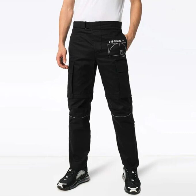 Alphabet Pattern Detachable Casual Long Pants Ordinary Version Black