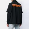 Alphabet Pattern Printing Zipper lapel Long Sleeves Black