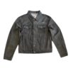 Alphabet Patterned Turn Down Collar Denim Jacket “Grey”