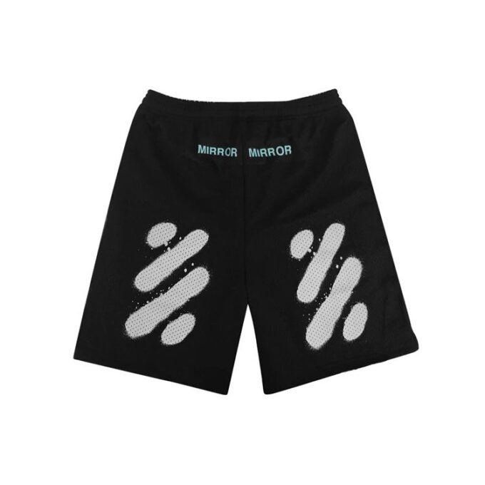 Alphabet Printing Casual Shorts Black