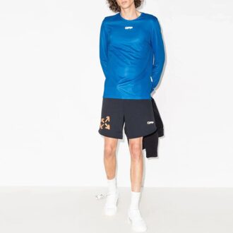 Alphabet Printing Long Sleeves Sports Long Sleeves Ordinary Version Blue
