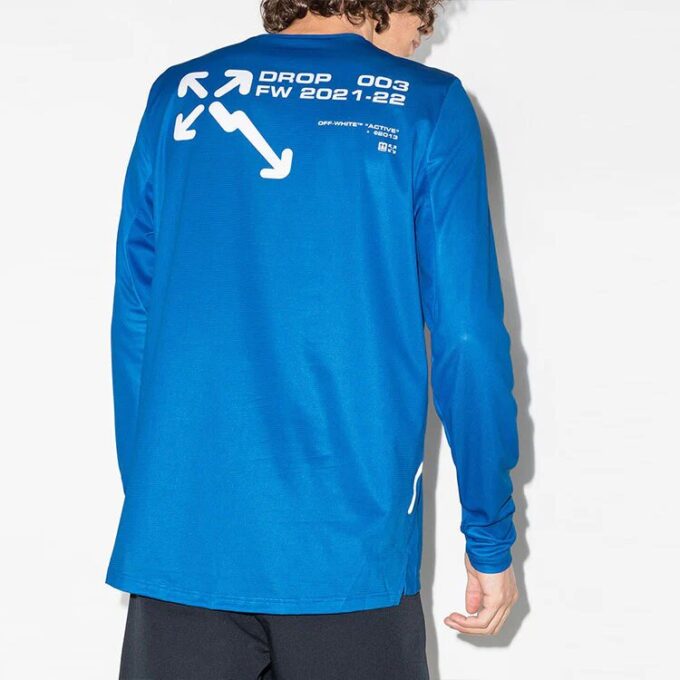 Alphabet Printing Long Sleeves Sports Long Sleeves Ordinary Version Blue