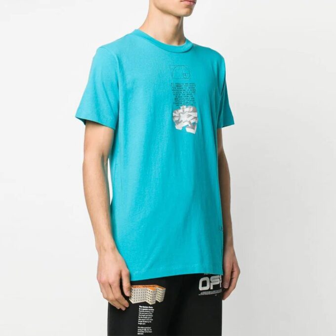 Alphabet Printing Short Sleeve Blue