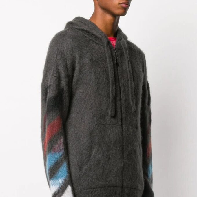 Arrow Knit Hooded Sweater Men’ s Grey