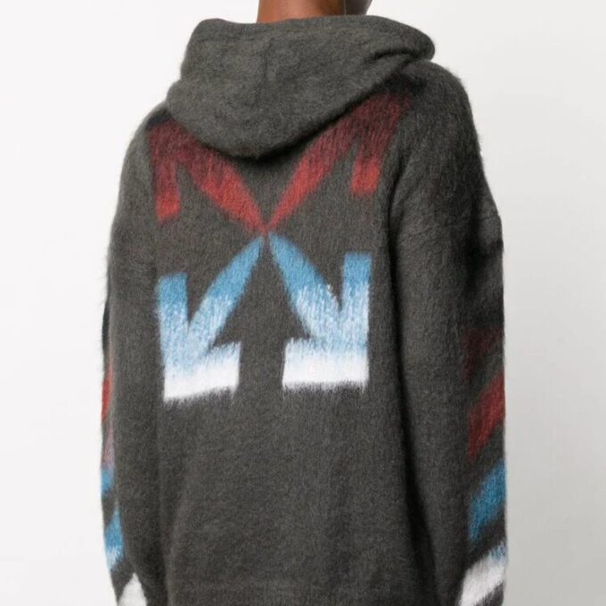 Arrow Knit Hooded Sweater Men’ s Grey