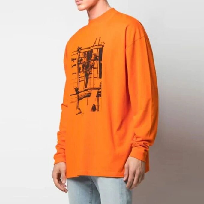 Arrow Logo Pattern Printing Long Sleeves Orange