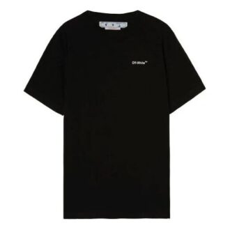 Arrow Logo Printing Round Neck Pullover Short Sleeve Loose Fit Black