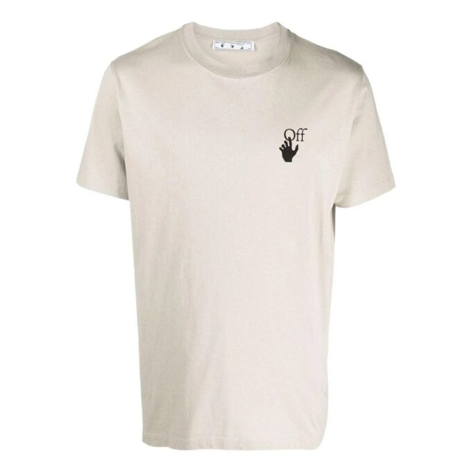 Arrow Logo Printing Round Neck Short Sleeve Creamy White