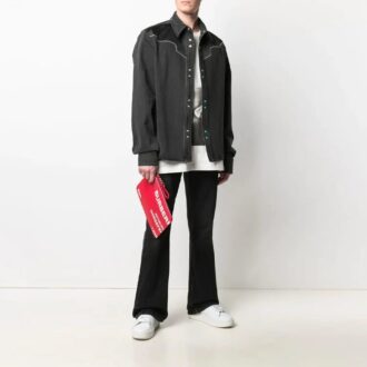Arrow Pattern lapel Shirt Jacket Ordinary Version Gray Black