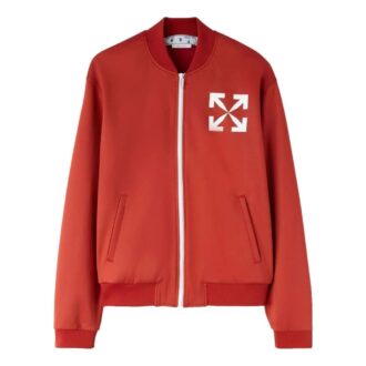 Arrow Pattern Printing Baseball Collar Jacket Version Red