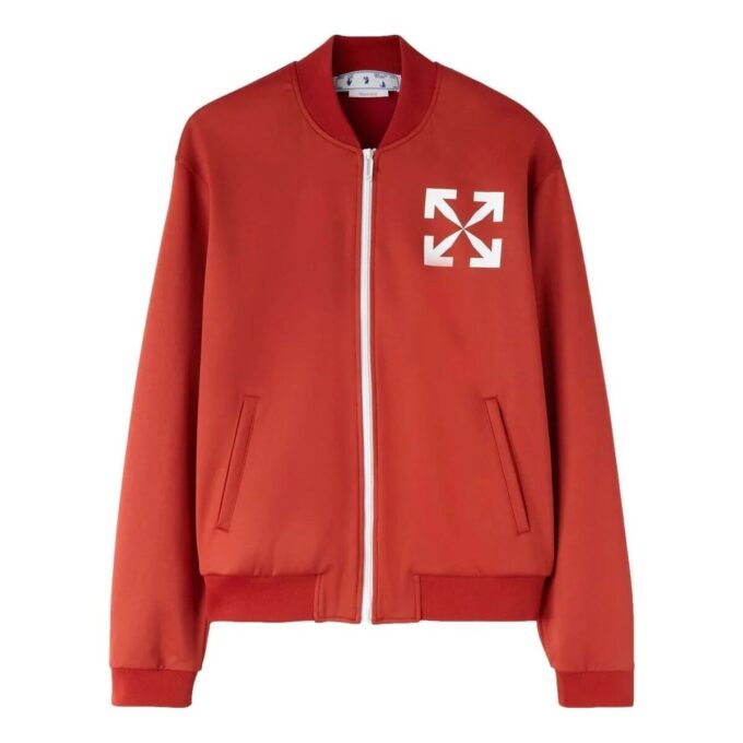 Arrow Pattern Printing Baseball Collar Jacket Version Red