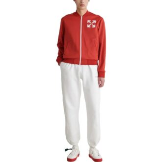 Arrow Pattern Printing Baseball Collar Jacket Version Red