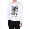 Arrow Pattern Printing Cotton Round Neck Long Sleeves White