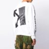 Arrow Pattern Round Neck Pullover White