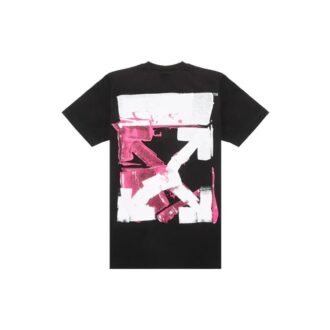 Arrow Pattern Round Neck Tee “Black White Pink”