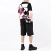 Arrow Pattern Round Neck Tee “Black White Pink”
