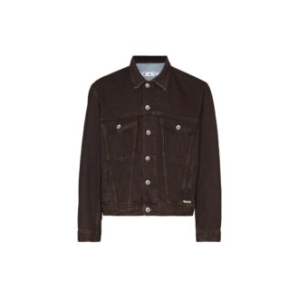 Arrow-print Denim Jacket Arrow Long-sleeve Jean Jacket Men’ s Dark Blue
