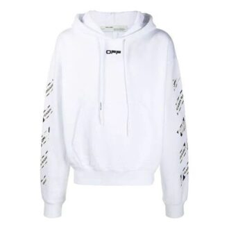 Arrow Printed Hooded sweater Men White