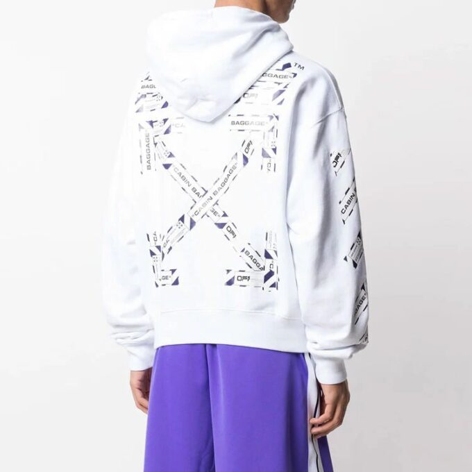 Arrow Printed Hooded sweater Men White