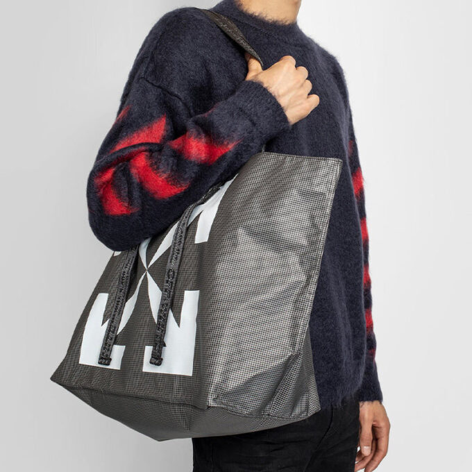 Arrow Printing Gray handbag White