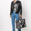 Arrow Printing Gray handbag White