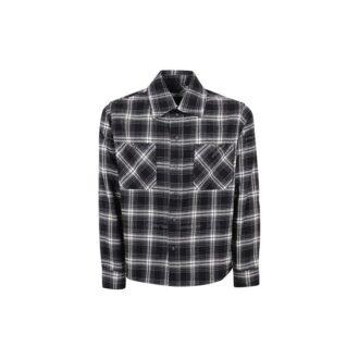 Arrow Printing Plaid Long Sleeves Shirt Black