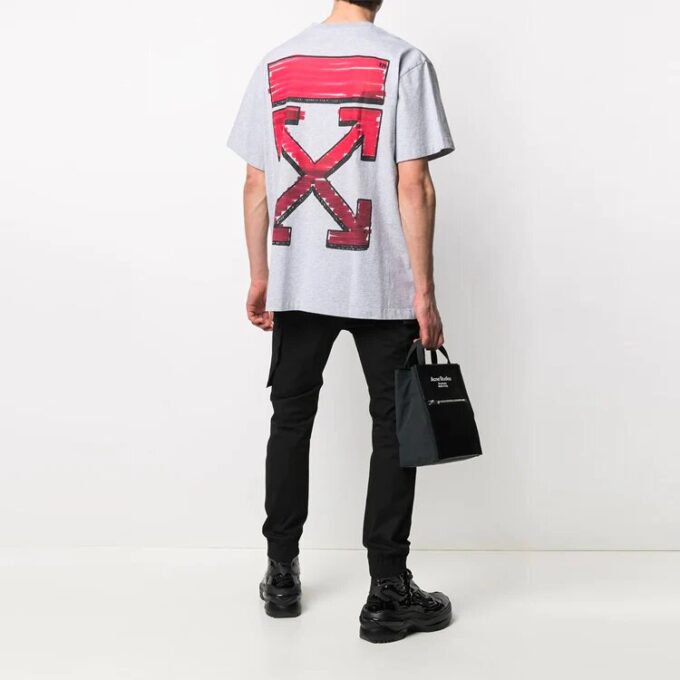 Arrow Printing Short Sleeve Loose Fit Gray