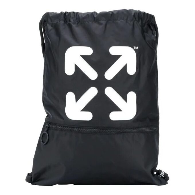 Arrows Drawstring Lacing schoolbag Black