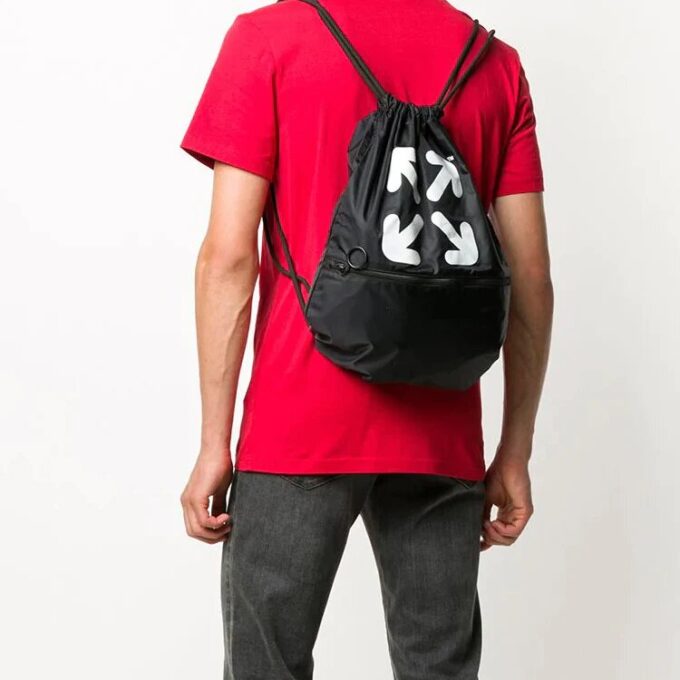 Arrows Drawstring Lacing schoolbag Black