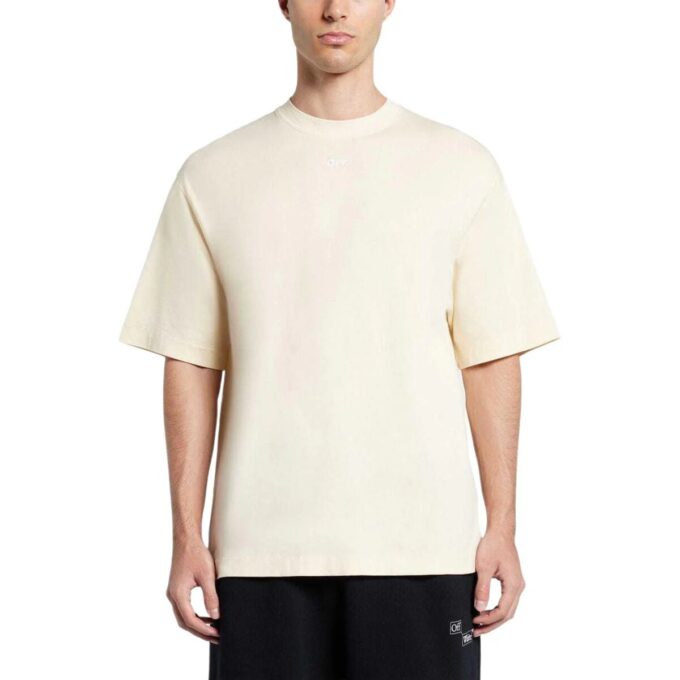 Arrows-embroidered Cotton T-shirt “Angora White”