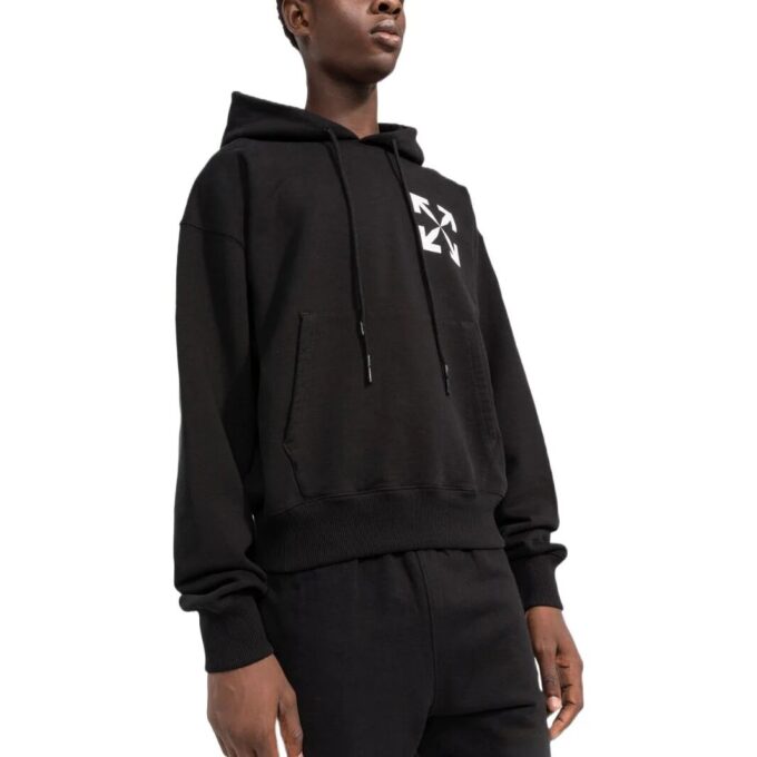 Arrows Logo-Print Cotton Hoodie “Black”