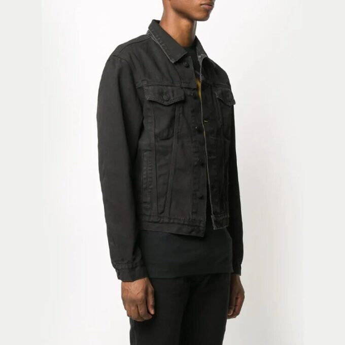 Arrows Logo Printed Denim Jacket Men Black