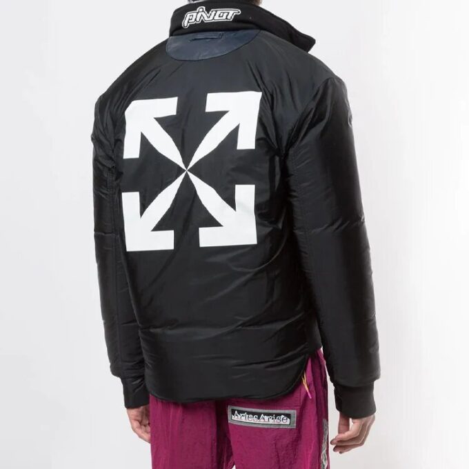 Arrows Print Reversible Puffer Jacket