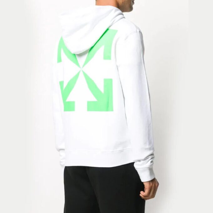 Arrows Printing Hooded Pullover Men White