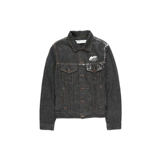 Arrows Slim Denim Jacket Embroidered Logo Printing Black