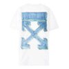 Back Arrow Pattern Printing Round Neck Short Sleeve Loose Fit White