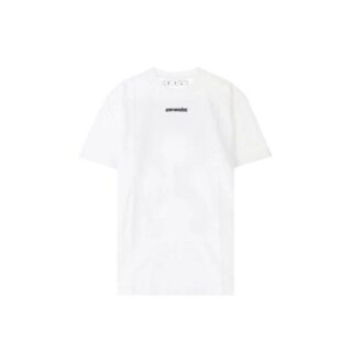 Back Arrow Pattern Printing Round Neck Short Sleeve Loose Fit White