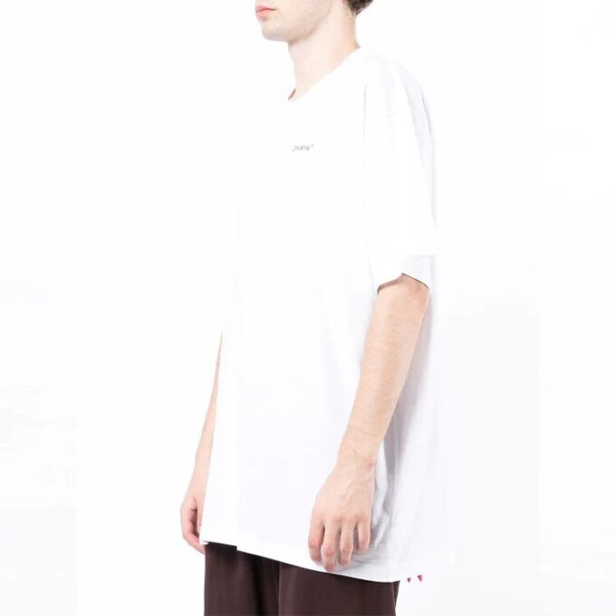 Back Arrow Printing Round Neck Short Sleeve White