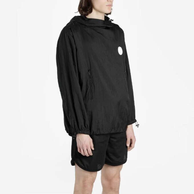 Back Logo Printing Hooded Jacket Black