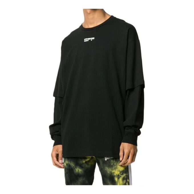 Back Mask Human Face Printing Round Neck Black
